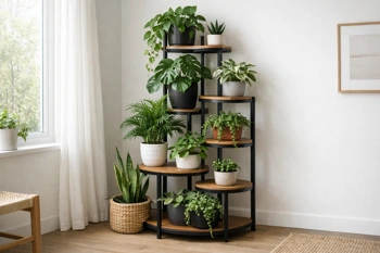 Four compact plant stands that use vertical space instead of precious floor area.