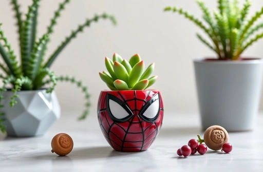Amazon.com: Marvel Comics Spider-Man Web-Head 3-Inch Ceramic Mini Planter with Artificial Succulent | Small Flower Pot, Faux Indoor Plants : Home & Kitchen