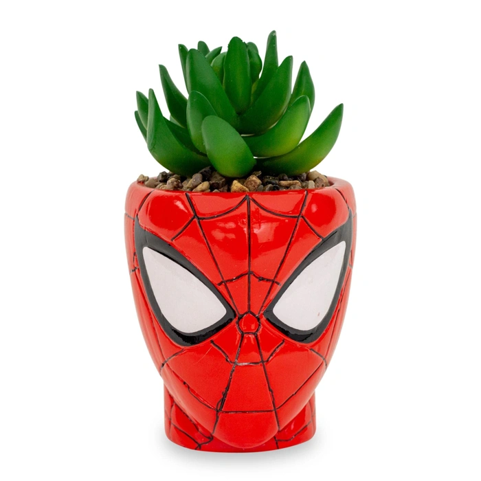 Marvel Comics Spider-Man Web-Head 3-inch Ceramic Mini Planter with Artificial Succulent