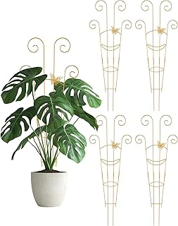 4-Pack 30" Gold Expandable Metal Trellis for Potted Plants