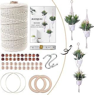 3-in-1 Macrame Kit with 220 Yards 3mm Cotton Cord & 3 Plant Hanger Kits