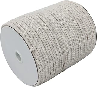 4mm Braided Macrame Cord, 172 Yards, Natural Cotton (Beige)