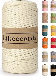 4mm Single Strand Natural Cotton Macrame Cord, 80m (Natural White)