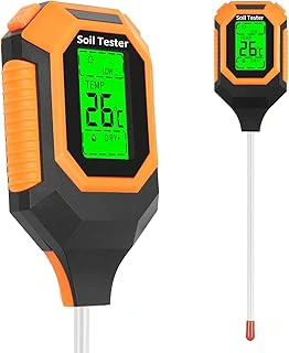 4-in-1 Soil Moisture Meter with Digital PH, Plant Temp, Sunlight, Backlight LCD