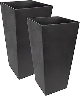 Tierra Verde 2-Pack Indoor & Outdoor Large Sonata Black Self-Watering Square Planters