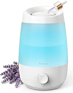 BREEZOME 2.5L Top Fill Ultrasonic Humidifier with Essential Oil Diffuser, 7-LED Lights