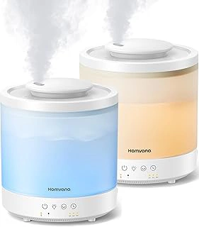 Homvana 2-Pack 1.5L Ultrasonic Cool Mist Top Fill Humidifier with 7-Color Lights & Diffuser