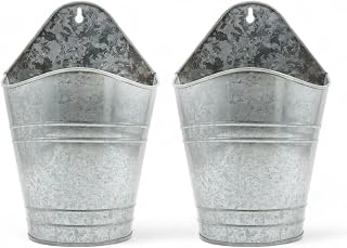 Hosley Set of 2 Galvanized 10-Inch Metal Wall Planters
