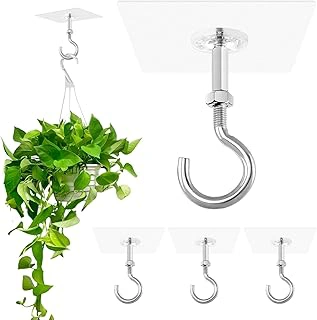 NINEFOX 4 Pack Heavy Duty 30lbs Adhesive Ceiling Hooks