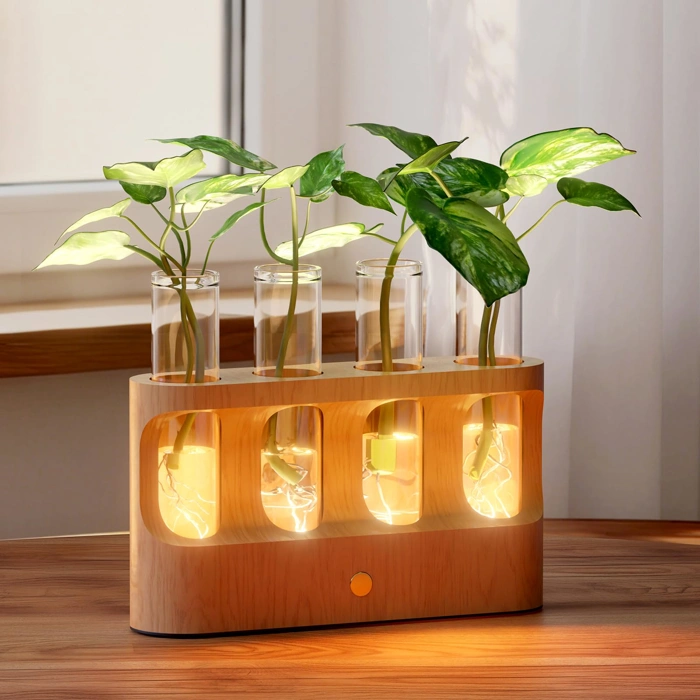 Giunn Rechargeable Plant Propagation Station with Dimmable LED Light & 4 Glass Test Tubes